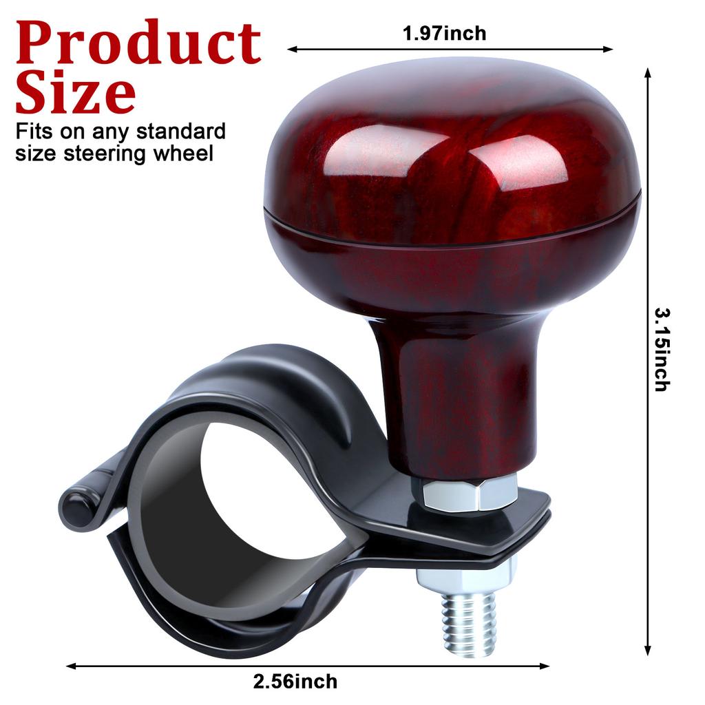 3 Pcs Car Steering Wheel Knob Premium Quality Power Handles Woodgrain Steering W