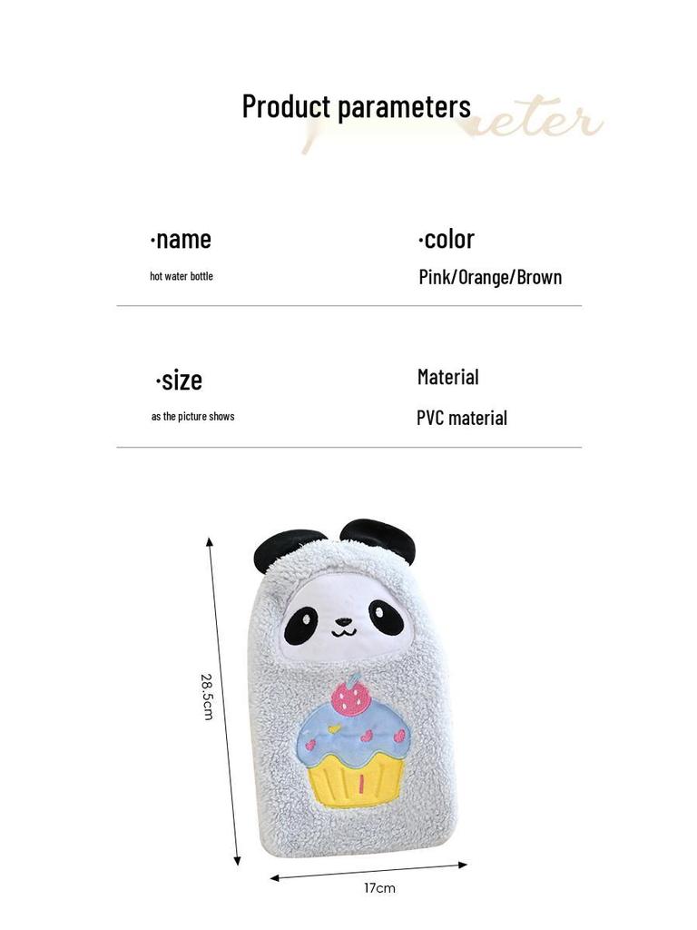 Plush-Covered Cartoon Hot Water Bottle with Inflatable Liner - Washable Hand Warmer for Girls' Bedtime