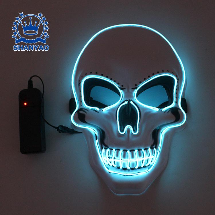2022 Halloween Party Mask Skull Led Cool Mask Glowing Scary El Wire Mask Light Up Cosplay Mask Costume Party Supplies