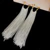 European and American Personalized Metal Fringed Earrings Niche Simple Long Stud Earrings High-end Light Luxury Earrings Women