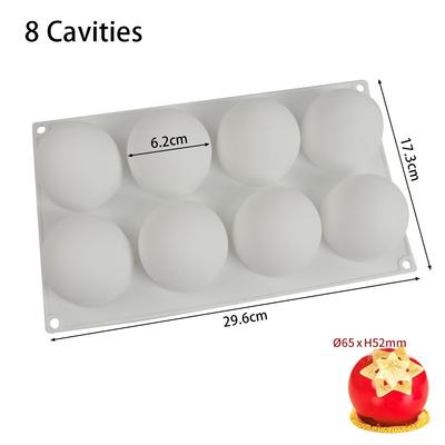 1Pcs 8/10 Cavity 3D Sphere Silicone Mold Ball Shape DIY Pastry Tool White Cake Decorating Use Kitchen Bakeware Accessories