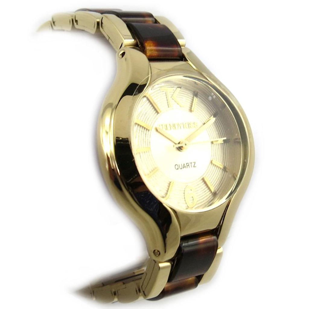 Les Trésors De Lily [N2447] - Montre femme 'Trendy' marron doré