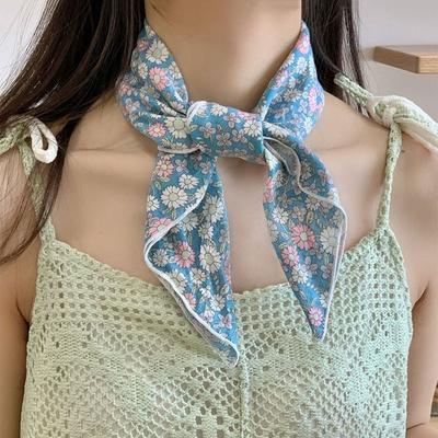 Hair Band Small Square Scarf Neckerchief Printed Silk Scarf Fashion Flower Print Scarves  Daily