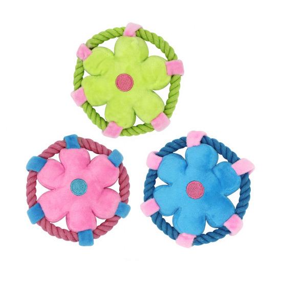 Plysch Hund Flygande Disk Fylld Disk Hund Tuggdjur Repcirkel Interaktivt Dragkampsleksak för Små Medelstora Hundar Träning Kasta Hämta