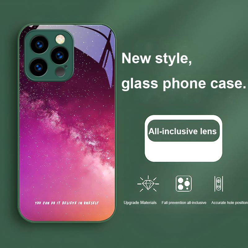 Brilliant Starry Sky For IPhone 16 Plus 15 14 13 12 Mini 11 Pro Max X XS XR 7 8 Plus 2022 Tempered Glass Phone Case