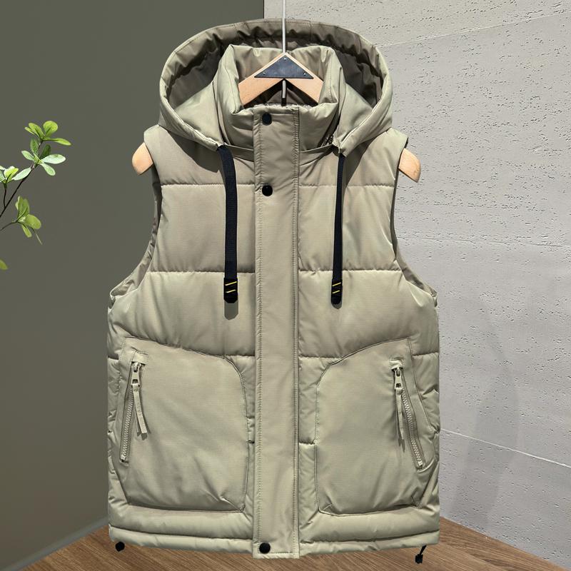 Fashion Men's Warm Vest Winter Sleeveless Jackets Hooded Plus Size Thick Man Coat