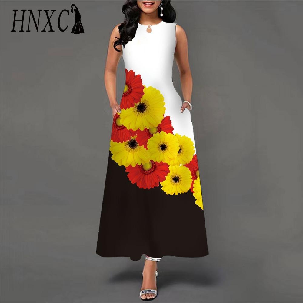 HNXC 48 barev Nové dámské volné vintage květinové volánové šaty Befree šaty Velká letní párty Tílka Elegantní maxi šaty