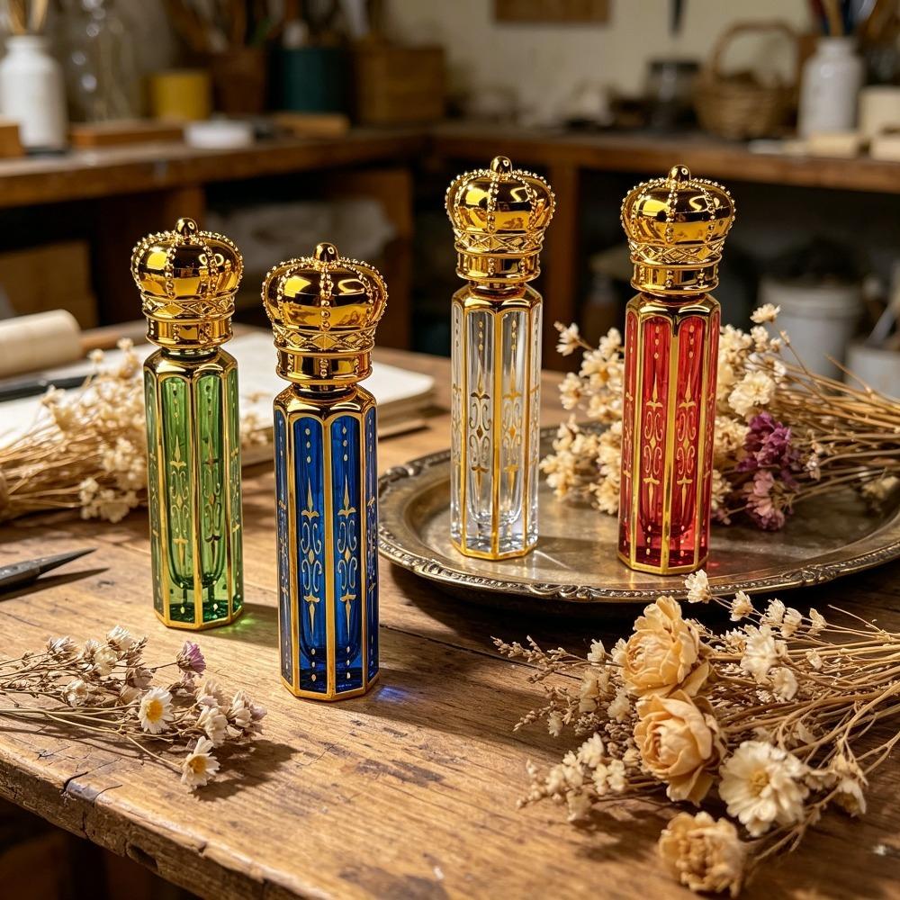 3Pcs 0.2oz Essential Oil Dispensing Bottles, Gold Electroplated Gold Foil Perfume Dispensing Bottles, Empty Bottles, Rollerball Empty Bottles, Random 3Pcs (random colors)