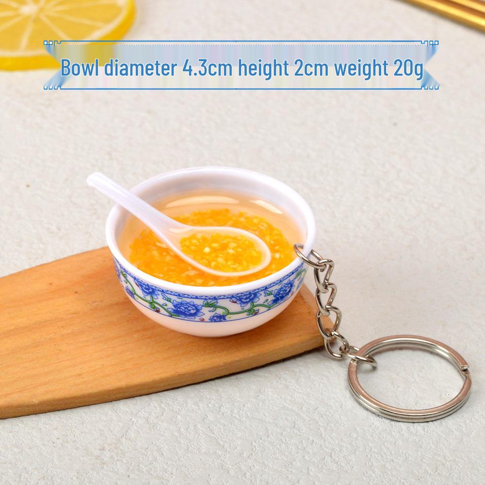 Chinese-Style Edible Toy Keychain: 4cm Simulation Food Bowl Pendant Gift