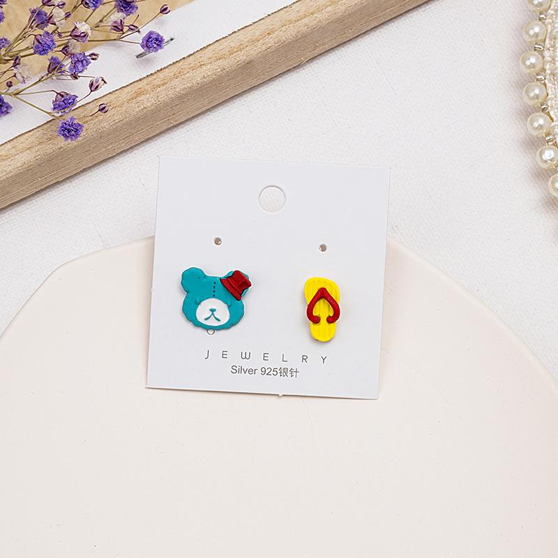 Cartoon Cute Asymmetrical Creative Crab Hot Pot Cloud Fan Earrings Female