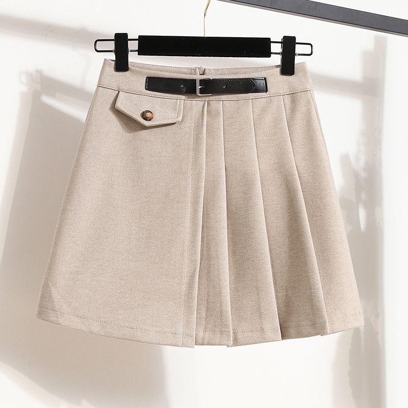 Small K-style Plus Size Women's Clothing College Fashion Pure Color Spring & Fall JK High Waist Pleated Skirt Skirt M-5XL