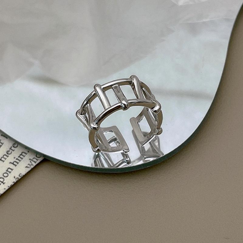 Korean Fashion Gold Silver Plated Rings for Women Big Large Square Open Finger Ring Chunky Jewelry 2024 New Hot