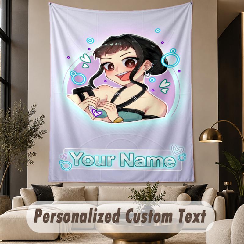 Custom Text Tapestry Kpop Demon Hunters Print Wall Tapestry Indoor Living Room Wall Decor