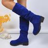 Fashion Women Ankle Boots Winter Fashion Slip On Square Heel Shoes for Women Outdoor Knee High Boots Pleated Comfortable Boots Women
