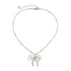 Bowchoker Tied Bow Necklace Sweet Wind Imitation Pearl Metal Collar Female