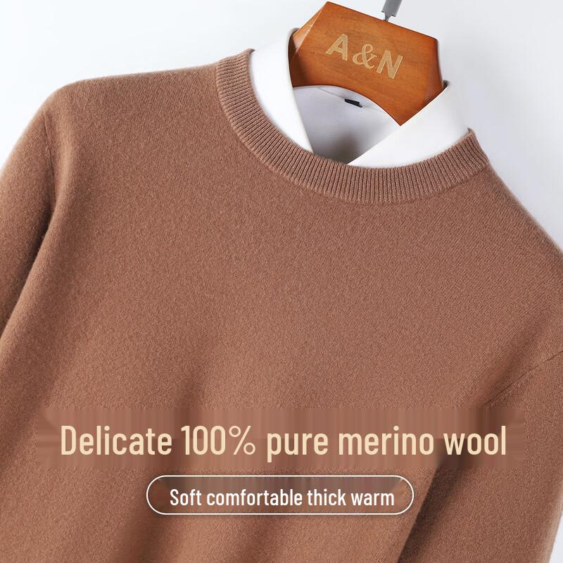 Men's 100% Lambswool Round Neck Pullover Sweater