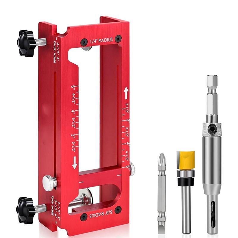 

2025 Trend Adjustable Mortise Jig Door Hinge Jig Aluminum Alloy Door Hinge Template Kit 2.5 To 5 Length And Thicknesses