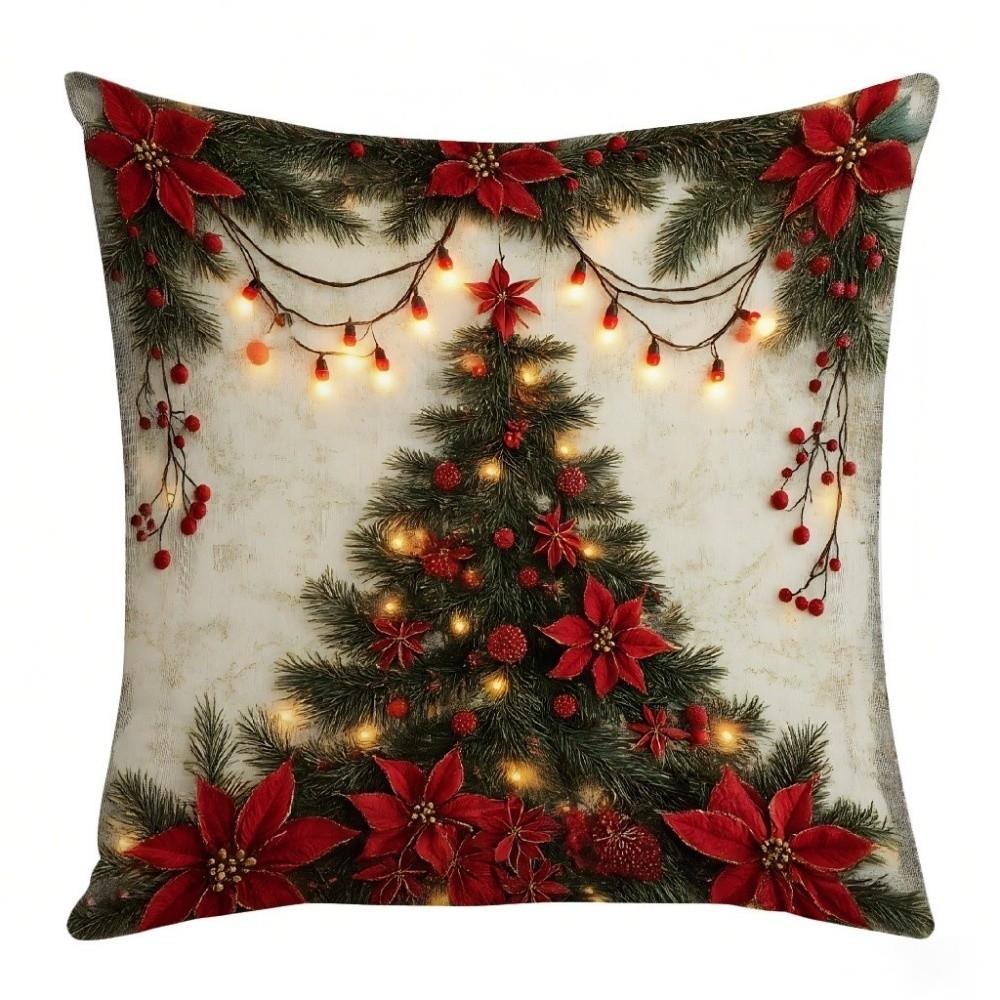 Soft Christmas Pillow Covers 2D Printed Xmas Pillowslip Xmas Throw Cushion Case Car