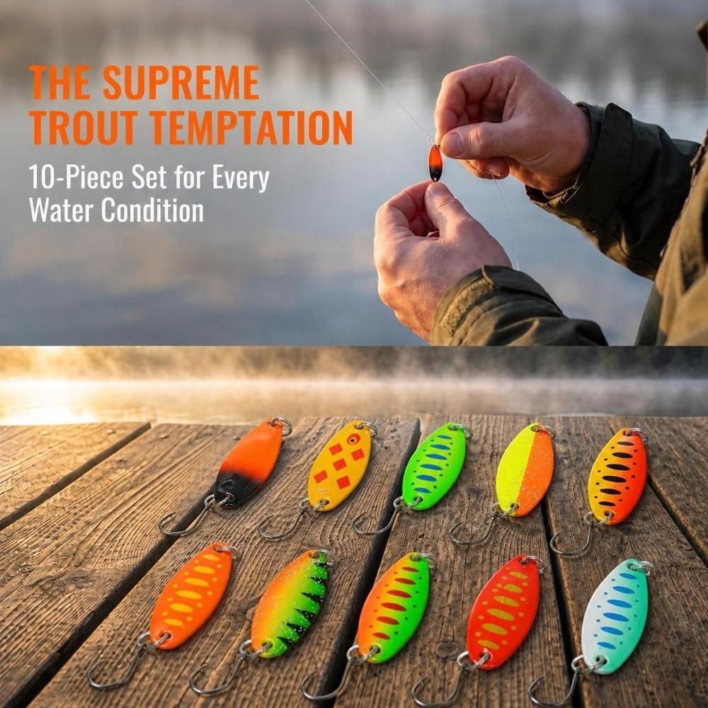 10PCS Metal Fishing Spoon Lures 3.5g Fishing Baits Durable Spinner Bait  Casting Trolling