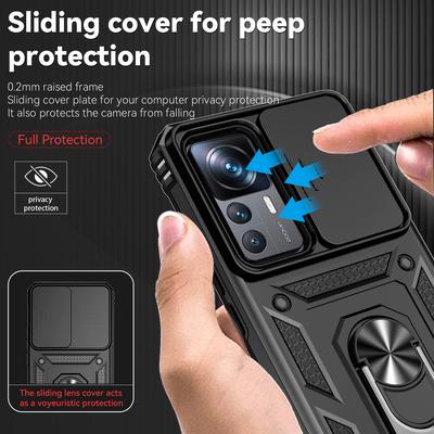 For Xiaomi Mi 12T Pro Case Shockproof Armor Case For Xiaomi Mi12T Xiaomi 12T Pro Slide Camera Lens Protection Ring Stand Cover