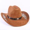 Beliebter europäischer und amerikanischer klassischer Wildleder Western Cowboyhut für Herren und Damen, großer Schirm, bestickt, Outdoor-Sonnenhut