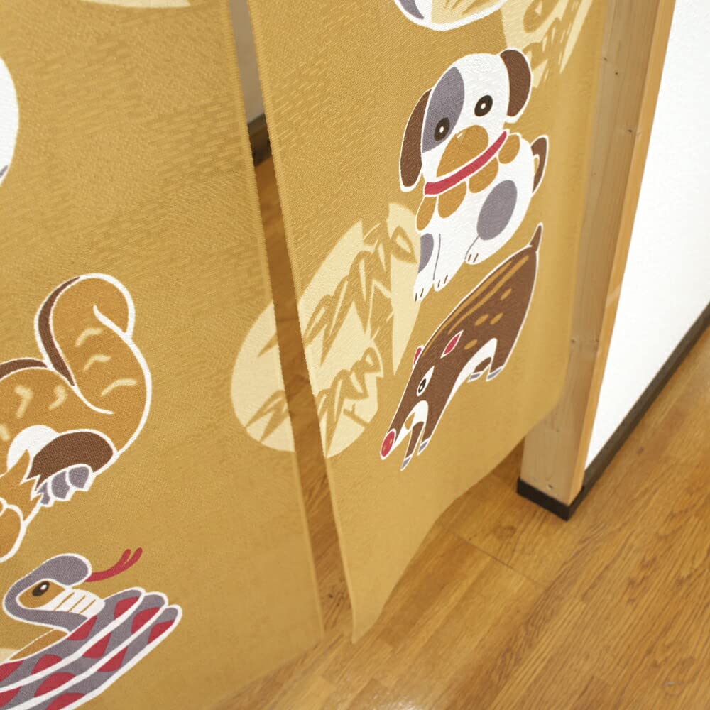 Noren Kobo Noren Chinese New Japanese 85cm Wide X 170cm Celebration 10617 Curtain, Zodiac, Year, Style, Long, Tapestry, Yellow,