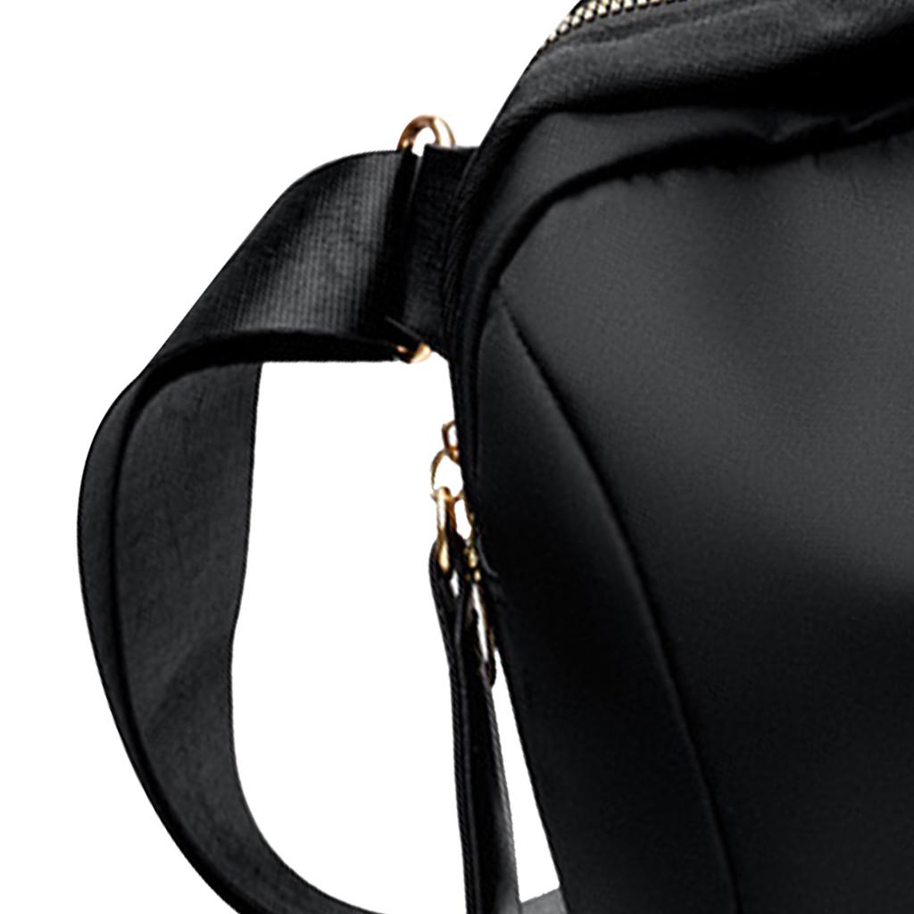 Canvas Shoulder Bag Multifunctional Fashionable Adjustable Straps Smooth Zipper Bag for Shopping Party Black