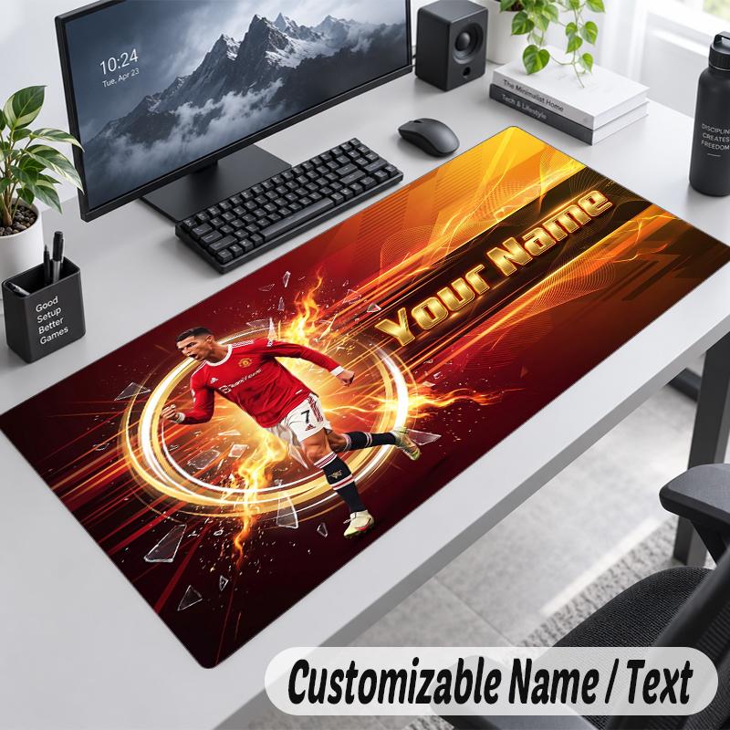Προσαρμοσμένο Mouse Pad με Όνομα Κείμενο Cristiano Ronaldo Εξατομικευμένο Επιτραπέζιο Pad Για Εργασία Και Παιχνίδια