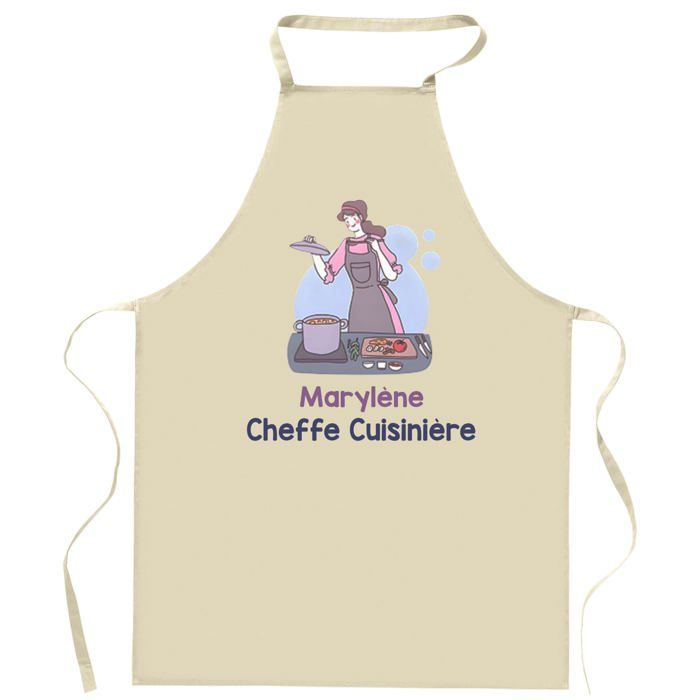Tablier de cuisine - Marylène - Impression bretonne - Coton épais - Liens ajustables