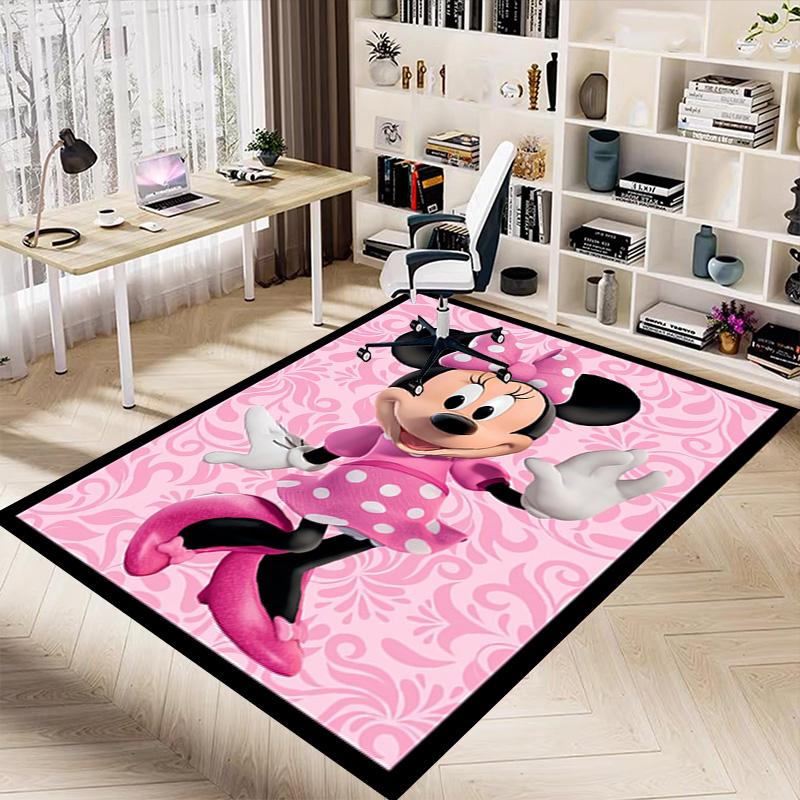 Minnie Mouse Pink Adventure Carpet For Playroom Bedroom Living Room Sofa Home Decorkids Game Area Rug Nonslip Floor Mat