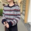 A New Striped Knitted Cardigan for Women In The Early Autumn Featuring A Retro Sweater Coat