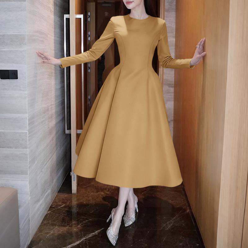 

ZANZEA Women Casual Round Neck Long Sleeve Elegant A-line Dress XL хакі