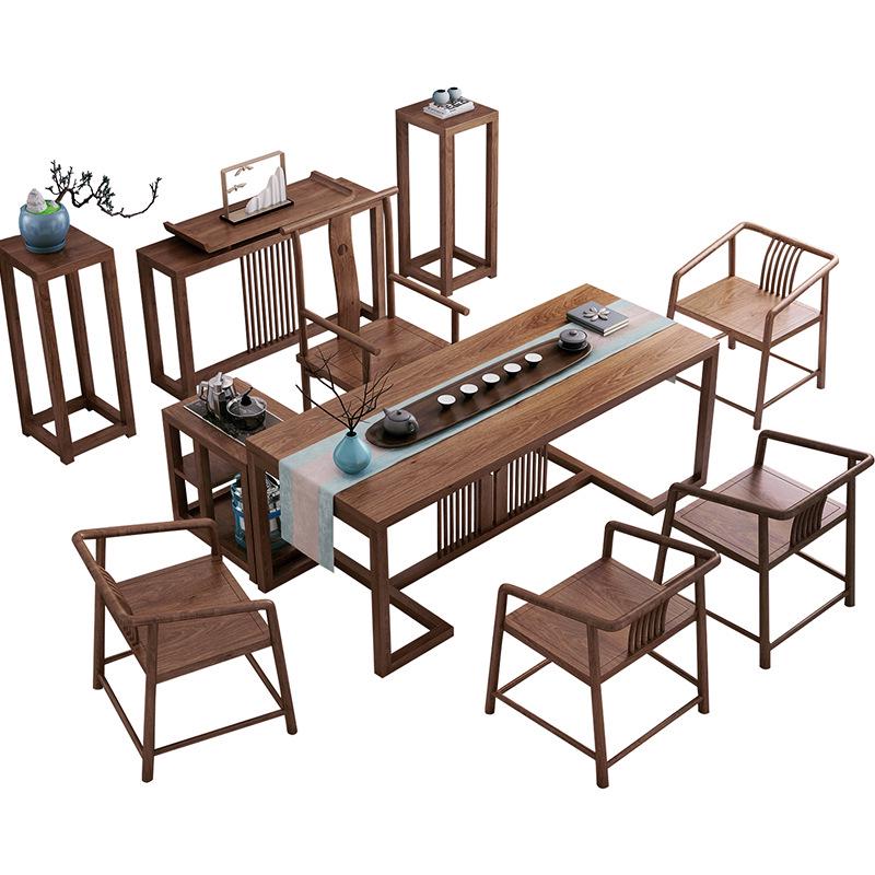 New Chinese Style Elm Wood Tea Table and Chair Set for Home or Office
