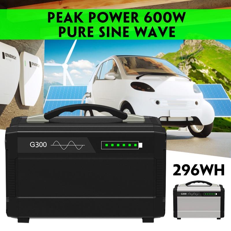 G300 296Wh Portable Power Station Solar Generators Pure Sine Wave Inverter Power Supply 600W for CPAP Home Camping Emergency Tool