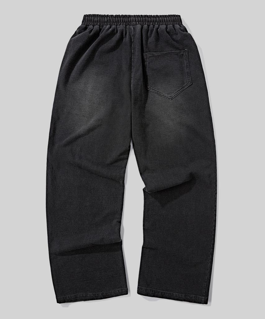 Beodeonteu Front Line Washed Wide Sweatpants [Black]