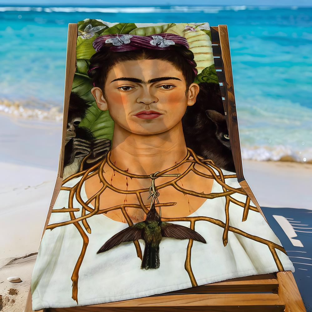 Art F-Frida K-Kahlo-S Asciugamano Sportivo Asciugatura Rapida Attrezzatura da Viaggio Campeggio Anti-sabbia Morbido Leggero Grande Asciugamano da Spiaggia