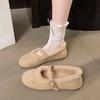 Niche Autumn and Winter Retro Fluffy Shoes Women's Flat-bottomed One-pedal Velvet Thermal Bag Head Single Shoes Go Out Comfortable Cotton Boots