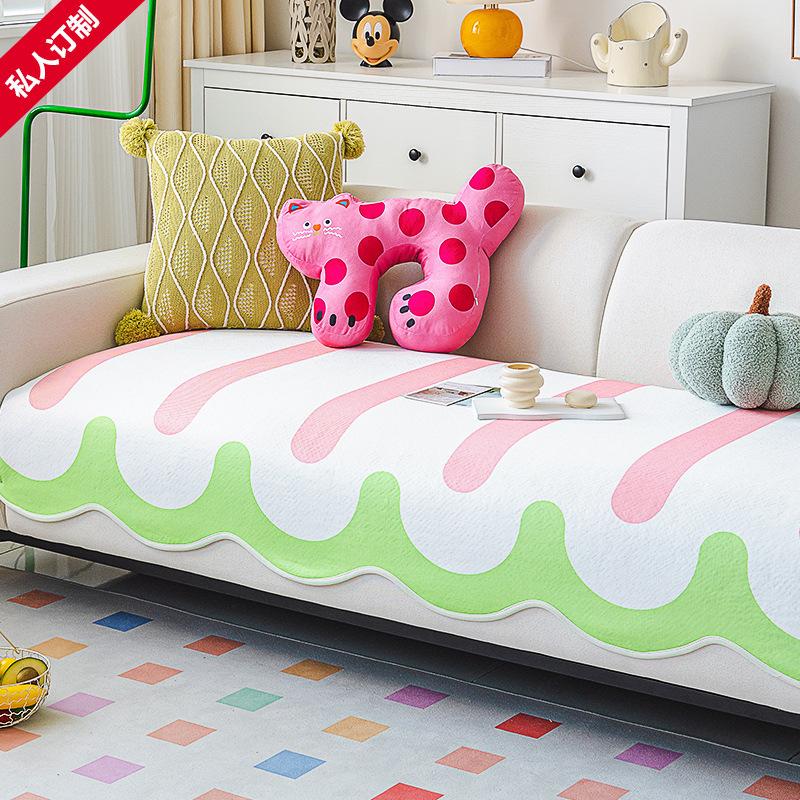 

New Dopamine Sofa Cushion Summer Ice Silk Mat Seat Cushion Non-Slip Special-Shaped Seat Cushion Summer Cover Cloth Towel 70*70cm