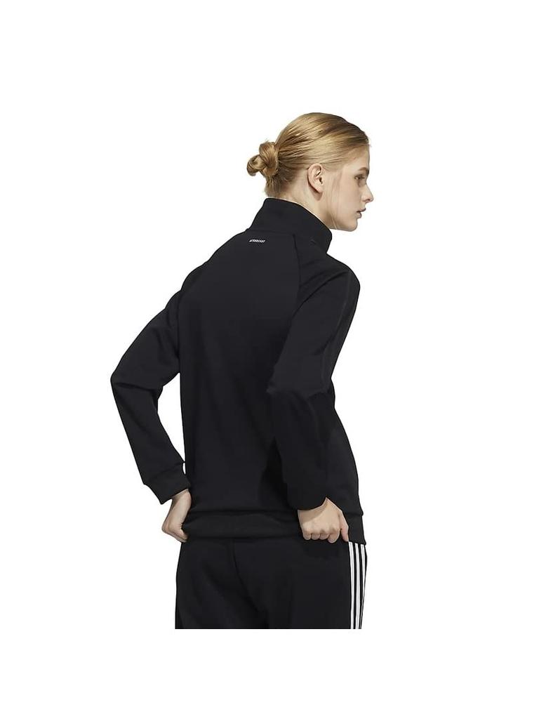 Adidas JIL43 Double Knit Track Size M Women's 3-Stripes Top, Black/Black (H29515),