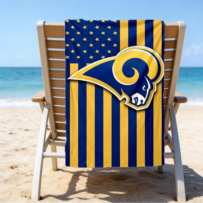Asciugamano da Spiaggia Stampato con Spirito di Squadra dei Rams Football, Microfibra Super Morbida, Regalo Perfetto Compleanno, per Piscina, Spiaggia, Viaggio, per famiglia e amici
