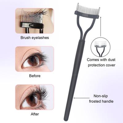 Portable Curved Eyelash Comb Ergonomic Steel Teeth Lashes Separator Tool Women Girls Eyelash Definer Travel Mascara Applicator Brush