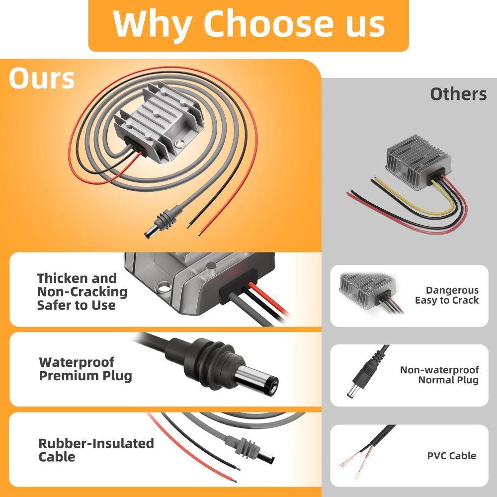 12 to 30V Step Up Power Cable Adapter DC IP68 Waterproof DC Power Cord Converter Shockproof Input 30V 3.5A for Starlink Mini