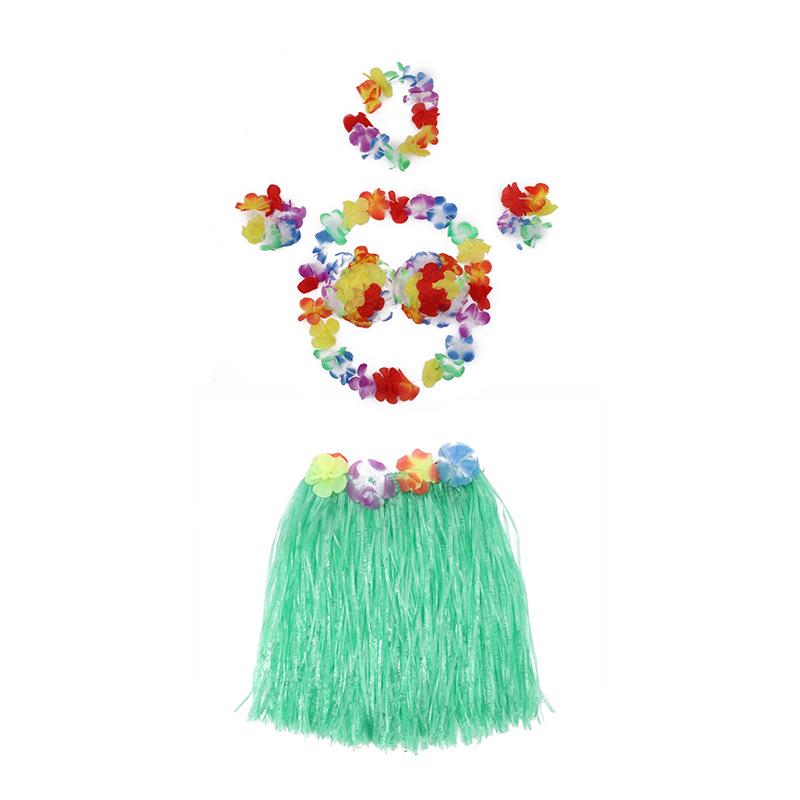 Children's Hawaiian Grass Skirt Costume Set - 6 Pieces, 40cm