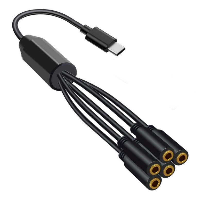 

1 to 5 Type C to 3.5mm Female Audios Splitter 5Way Audios Splitter Cable Compatible for Mobile Devices Audios Accessory 1