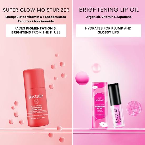 Foxtale Glow On Heartbeat Skincare Gift Set | Hydrating Cleanser, Tan-Removing Face Mask| Travel-Friendly Self-Care Kit for Radiant