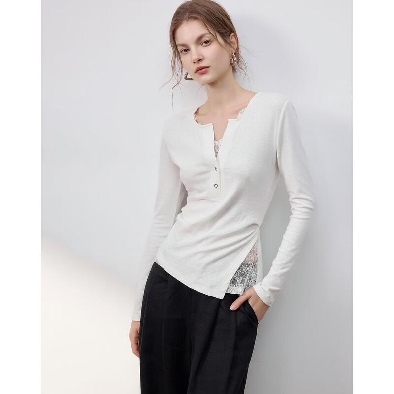 Demana Soft Cloud Cotton Lace Trim Long Sleeve T-Shirt L