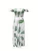 2024 European & American Summer Slim-Fit Strapless Bohemian Mid-Length Vintage Print Dress Set