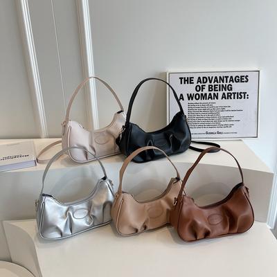 Textured Underarm Small Bag Women's 2025 New Trendy Fashion Solid Color Crescent Bag Summer Simple Shoulder Bag Handbag