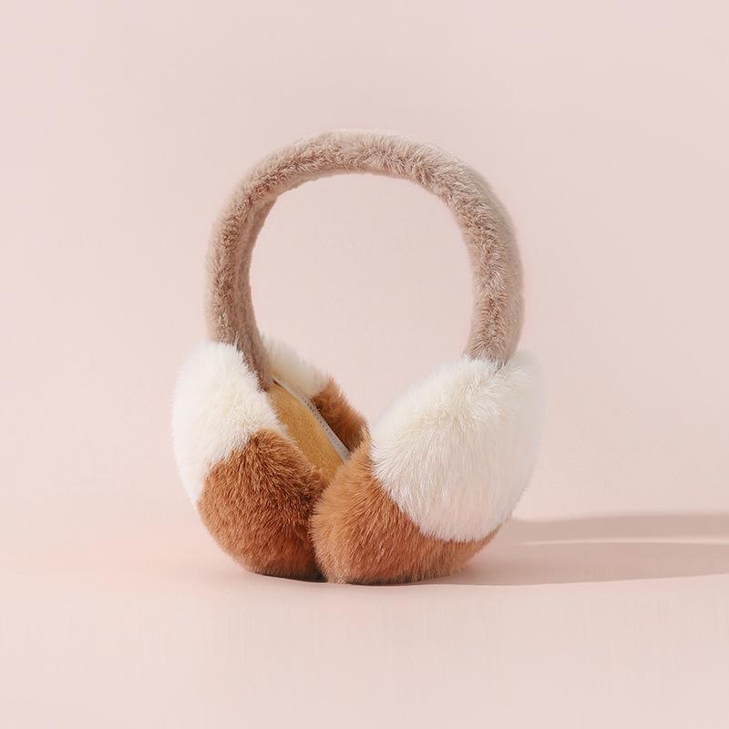New Two-color Earmuff Women's Winter Warm Fleece Thickened Cold-proof Elastic Cap Hoop Plush Ear Bag