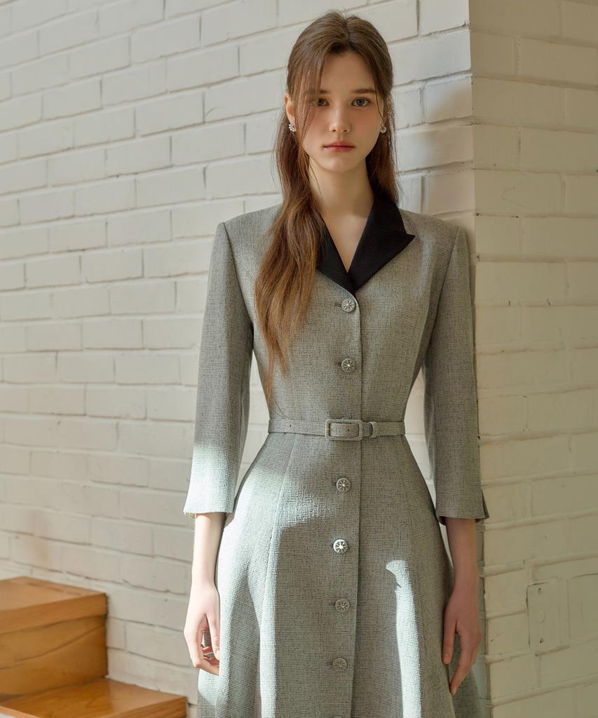 Julie And Kara 26Ss Calla139 Shebigins Joe Tweed Dress Heather Black